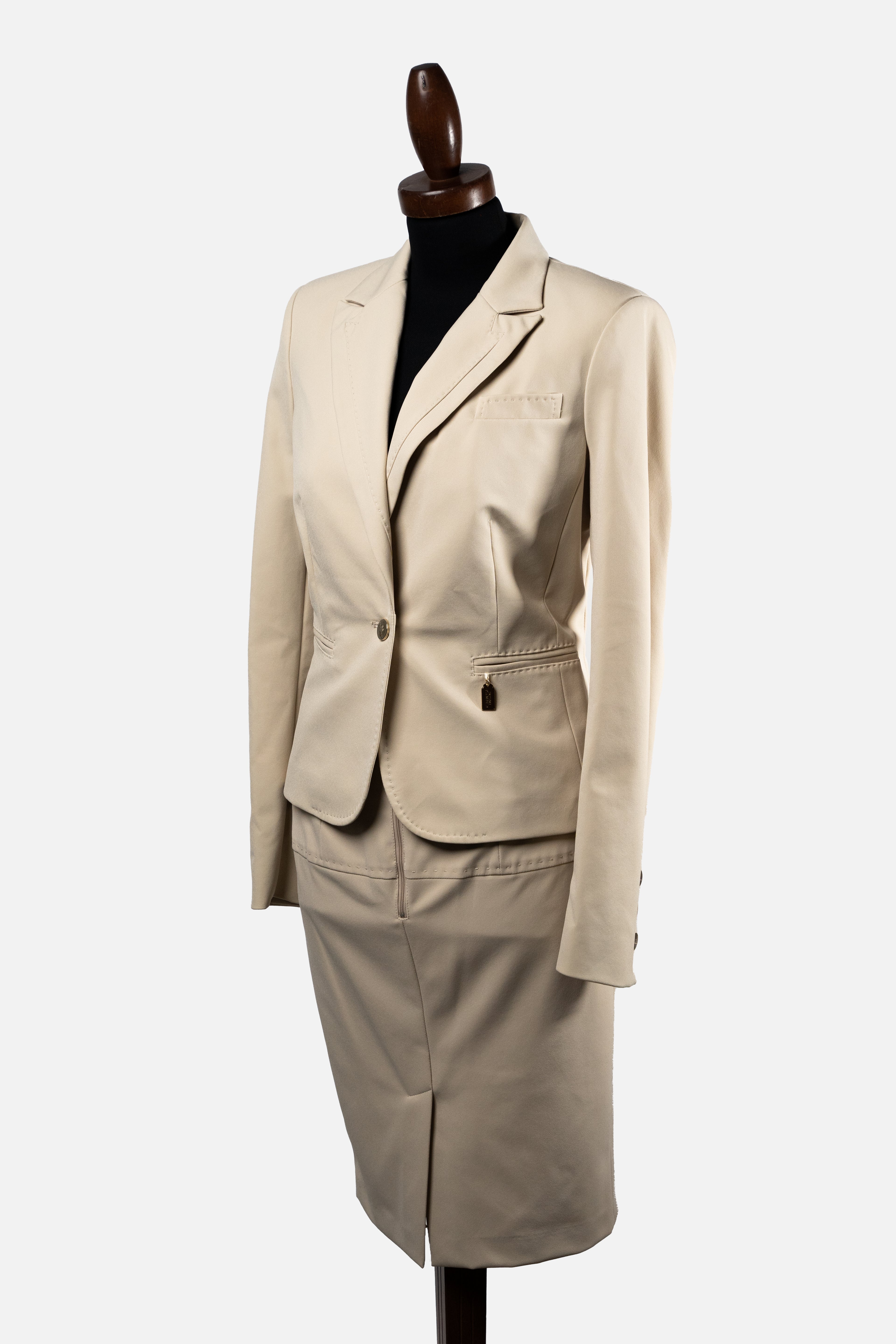 Elisabetta Franchi Beige Tailored Skirt Suit