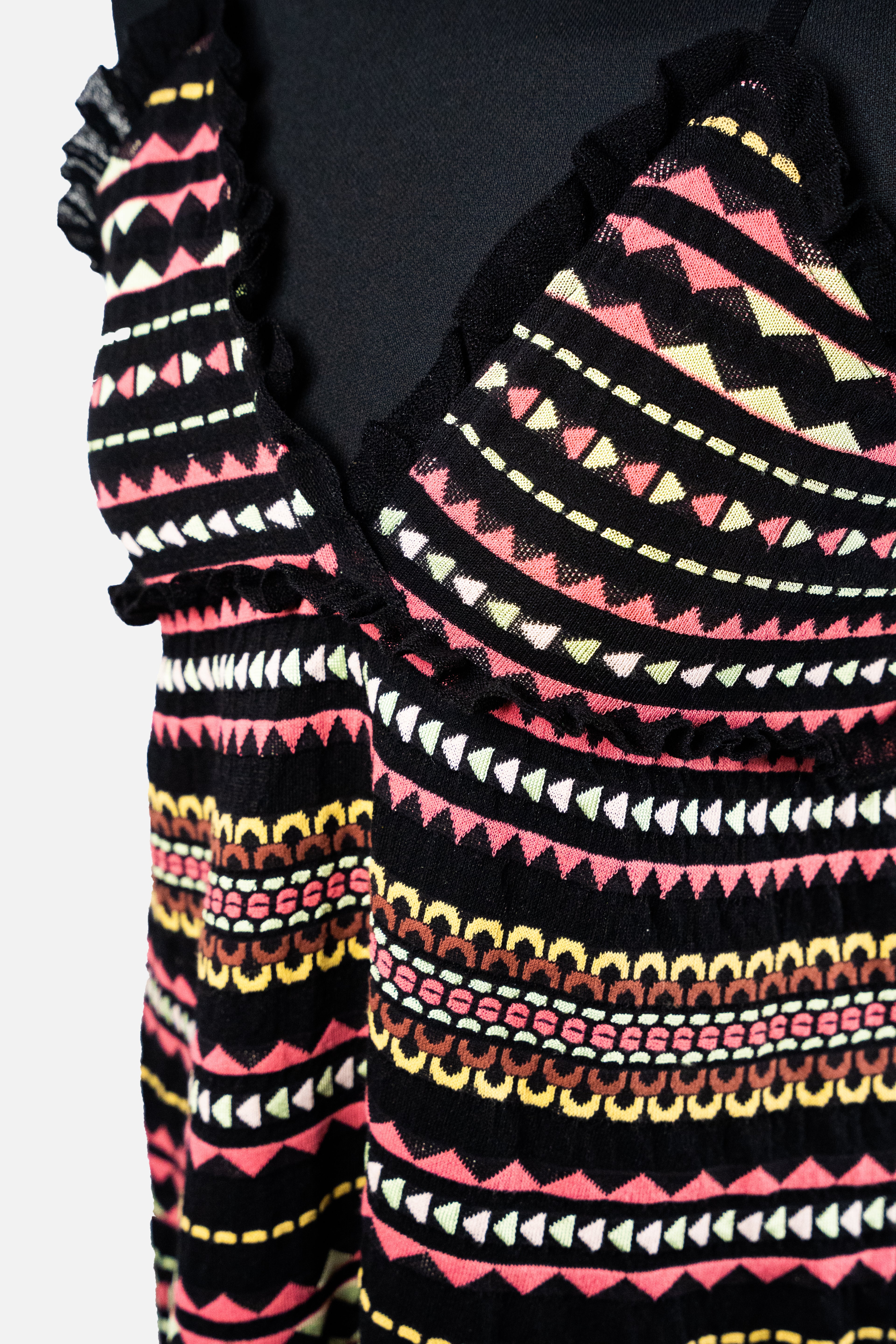 M Missoni Multicolor Geometric Knit V-Neck Dress