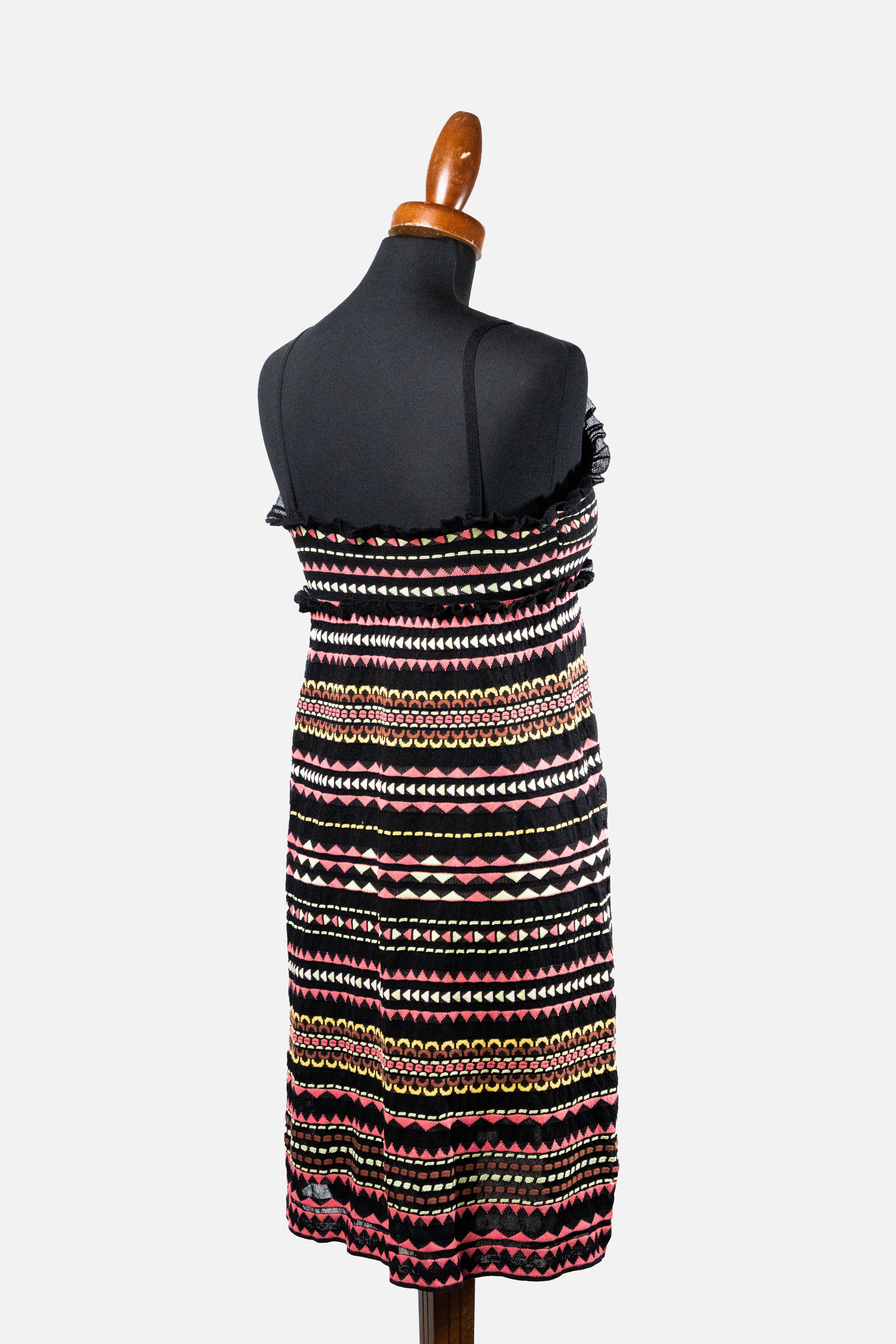 M Missoni Multicolor Geometric Knit V-Neck Dress