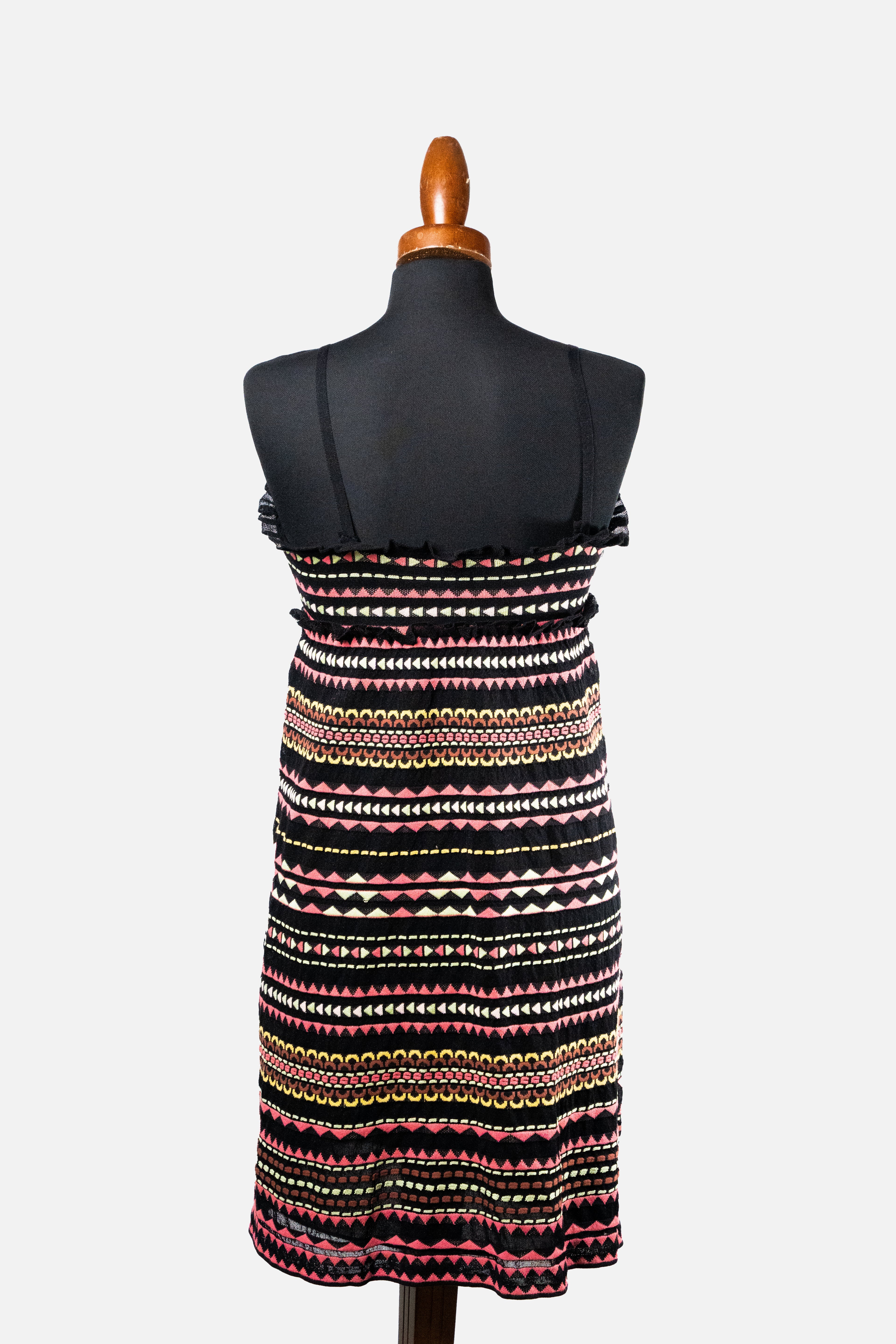 M Missoni Multicolor Geometric Knit V-Neck Dress