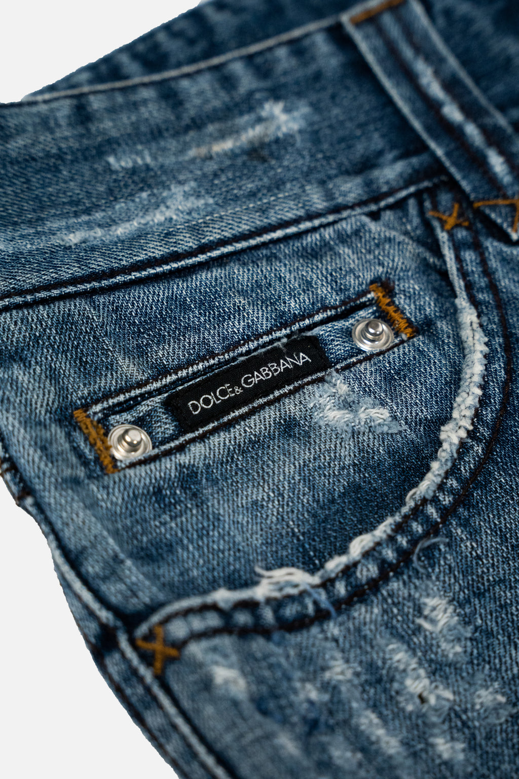 Dolce & Gabbana Distressed DG Logo Embroidered Jeans
