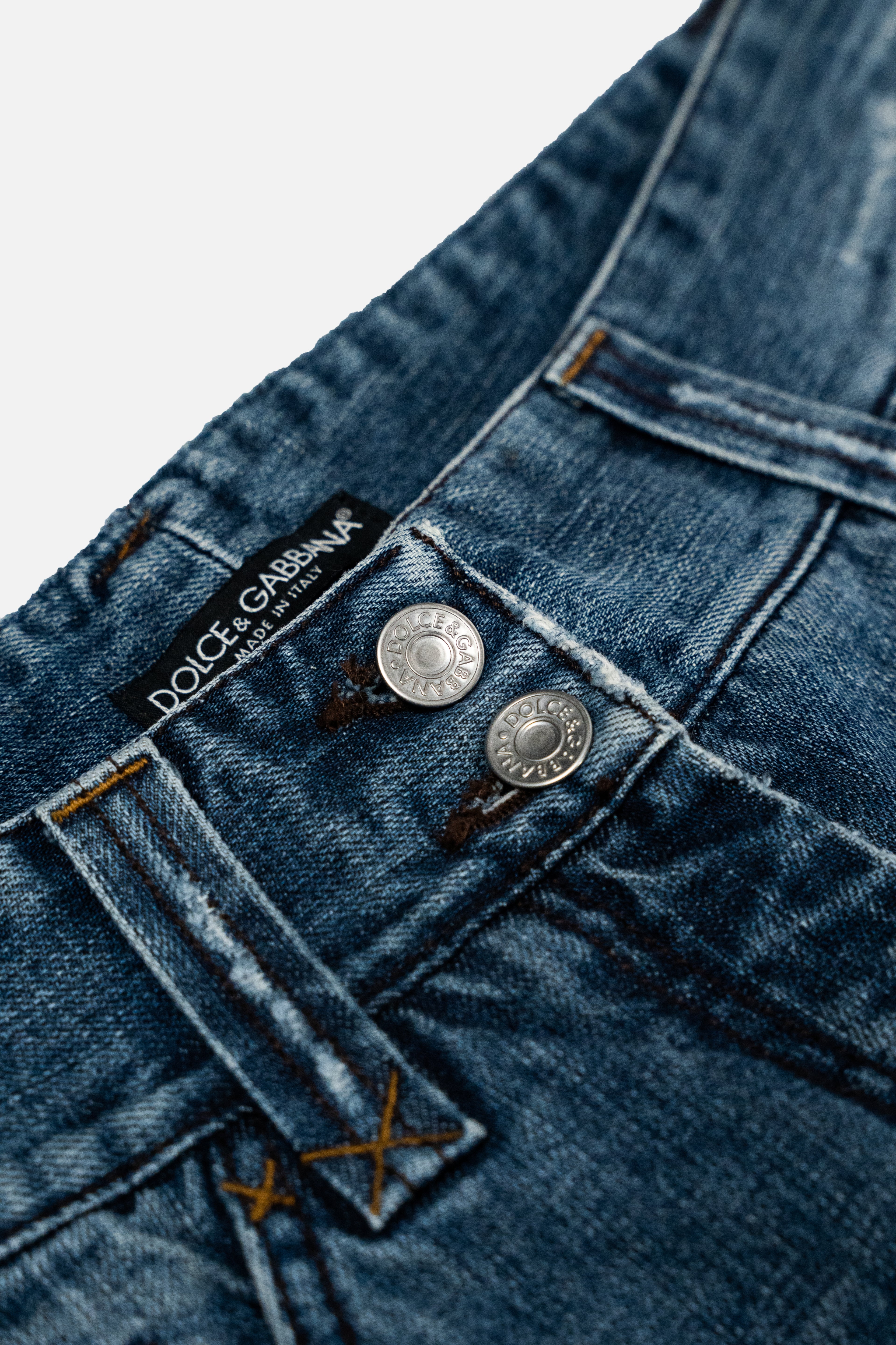 Dolce & Gabbana Distressed DG Logo Embroidered Jeans