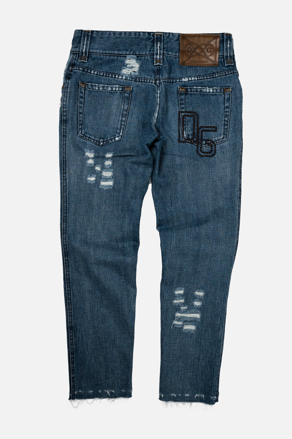 Dolce & Gabbana Distressed DG Logo Embroidered Jeans