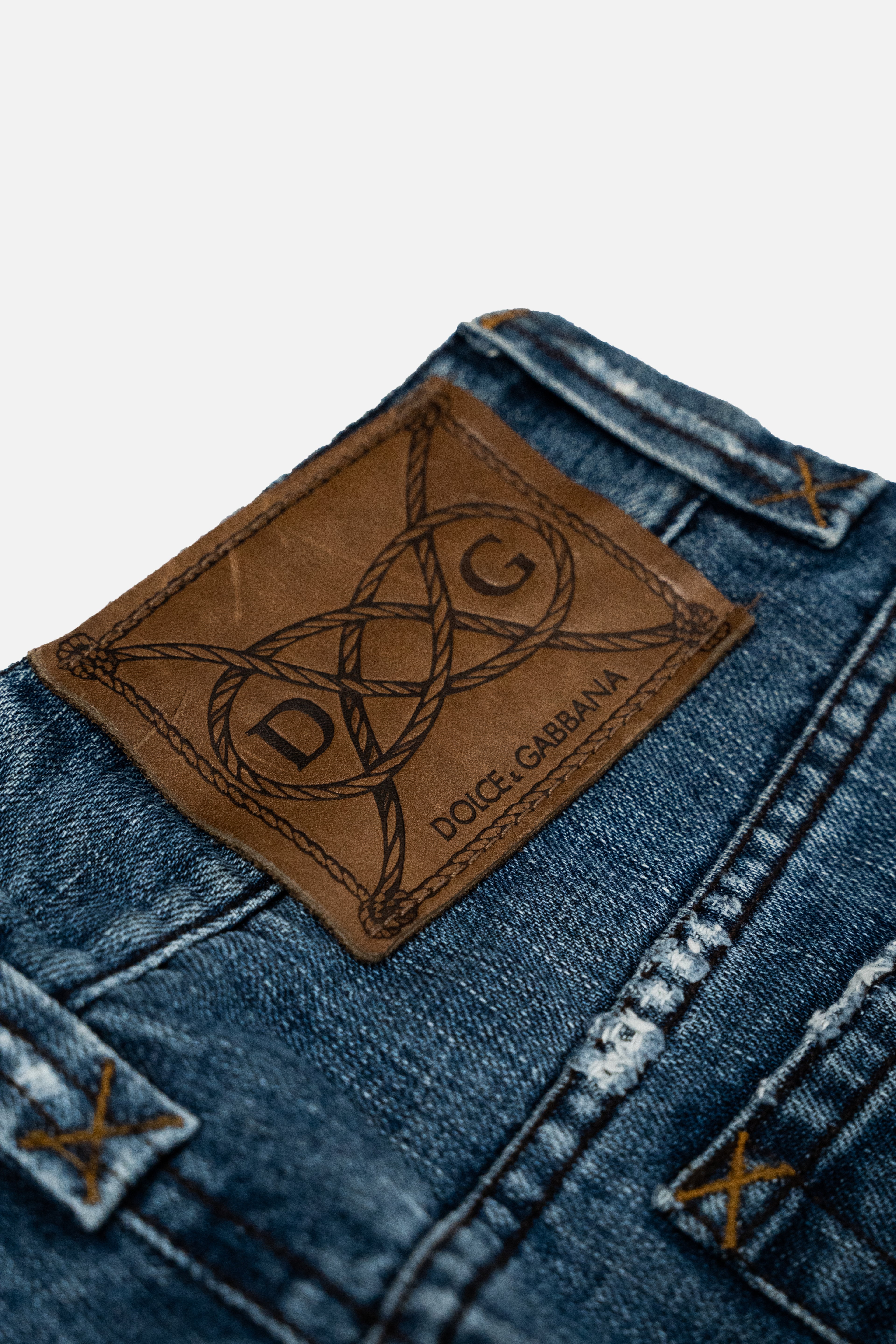 Dolce & Gabbana Distressed DG Logo Embroidered Jeans