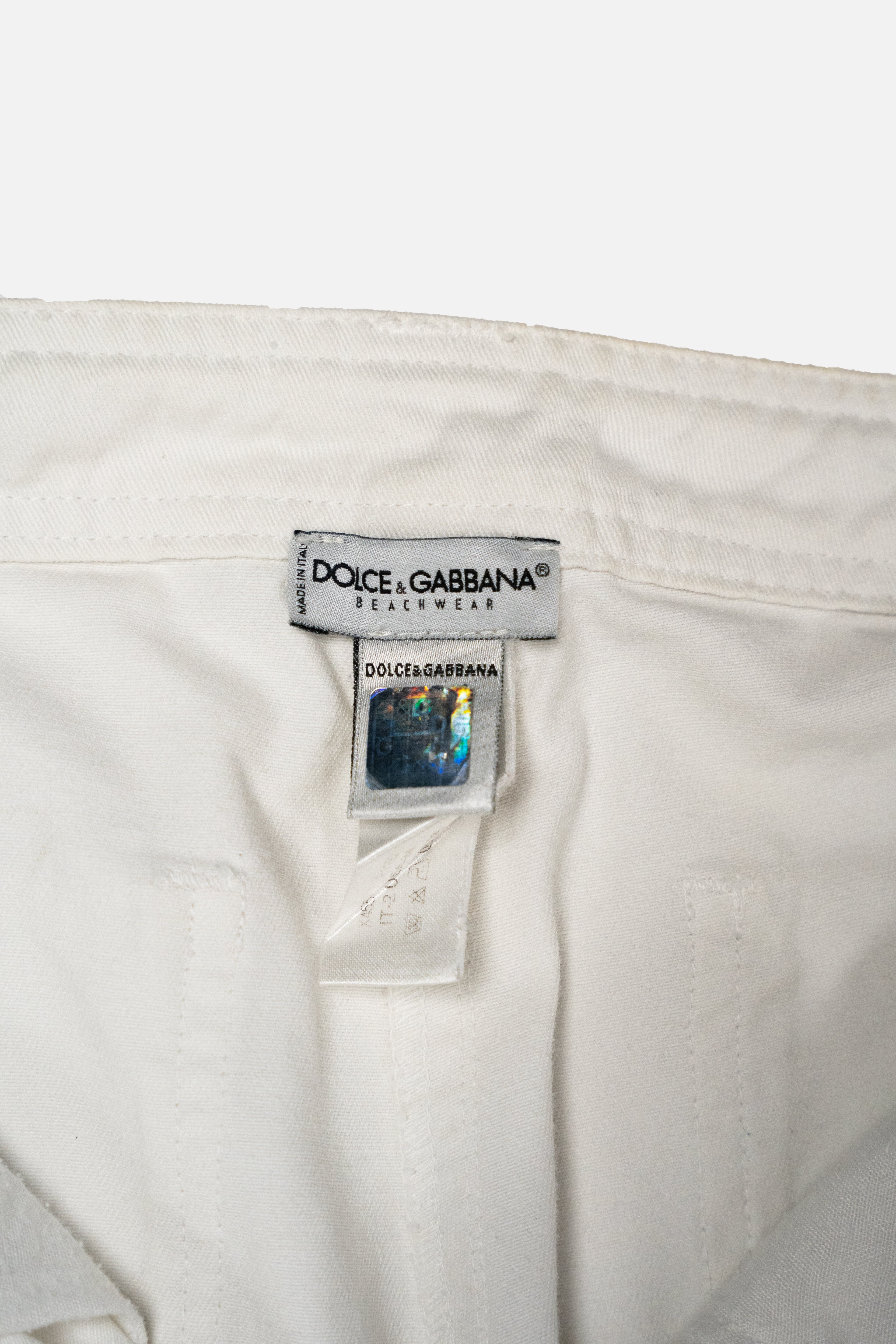 Dolce & Gabbana Beachwear White Studded Snap-Button Capri Jeans