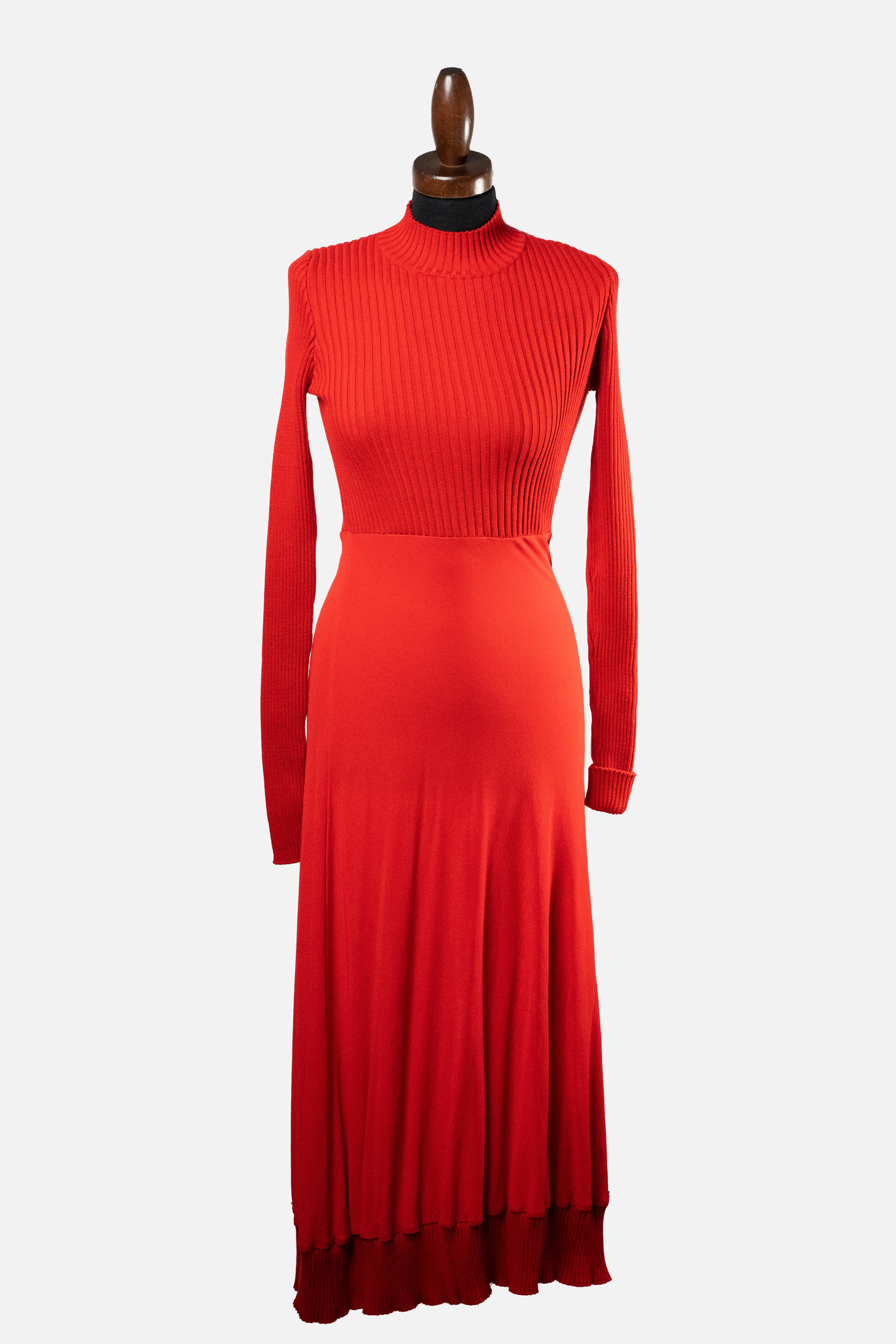 M Missoni Red Ribbed-Knit Maxi Dress