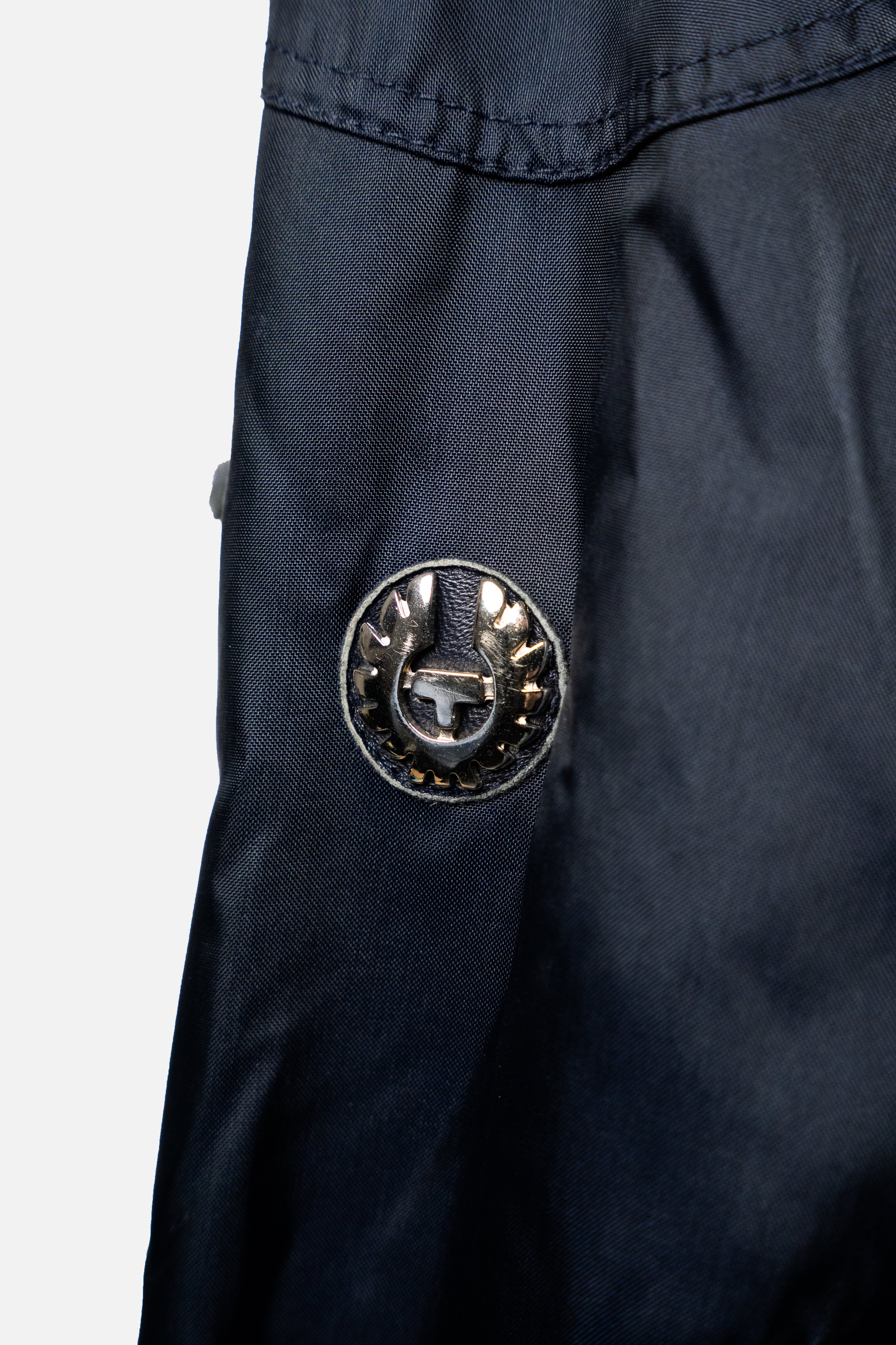Belstaff Dark Blue Waxed Cotton Jacket with Removable Fur Details