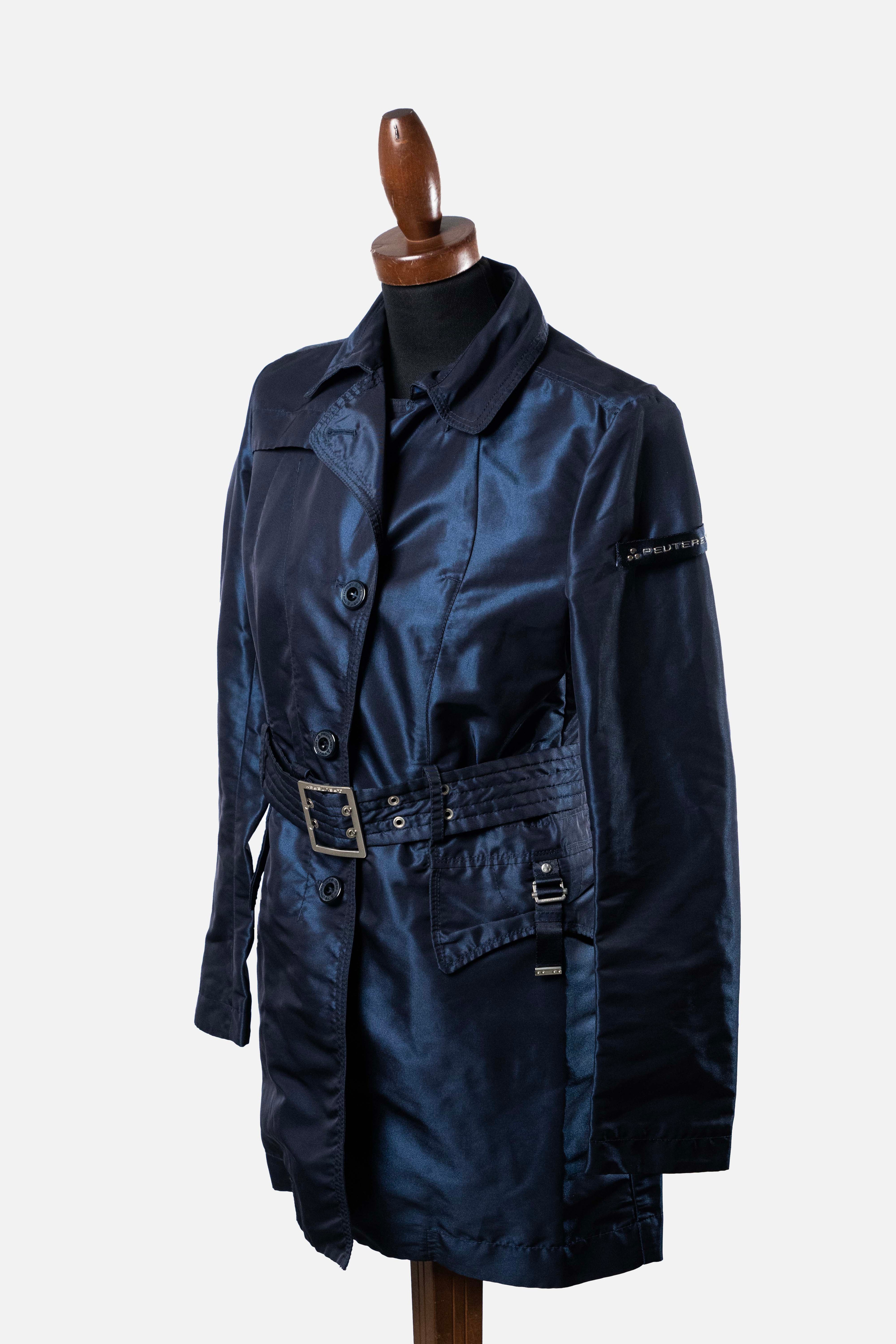 Peuterey Shimmer Navy Trench Coat