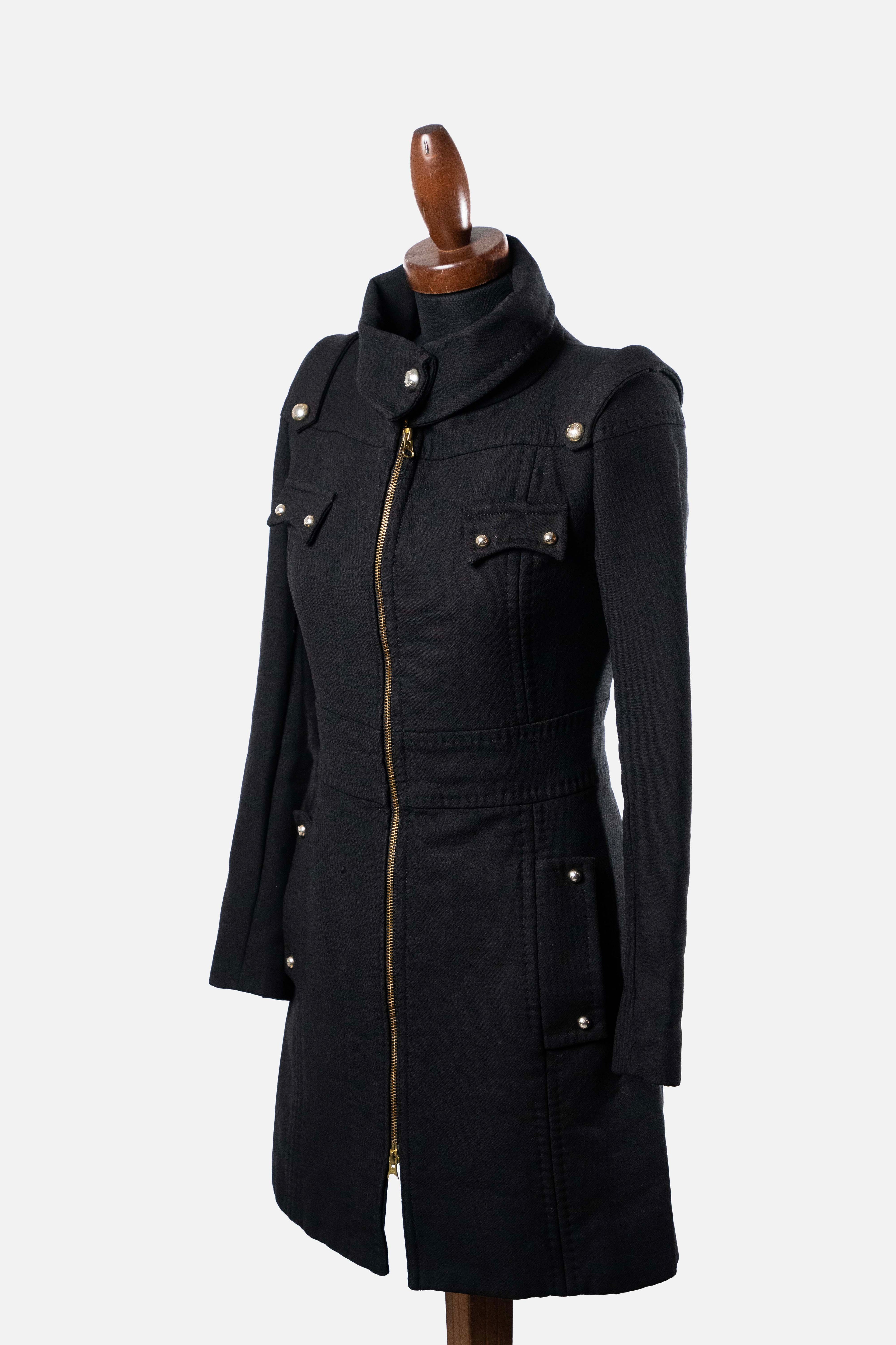 Elisabetta Franchi Celyn B Black Wool Military Coat