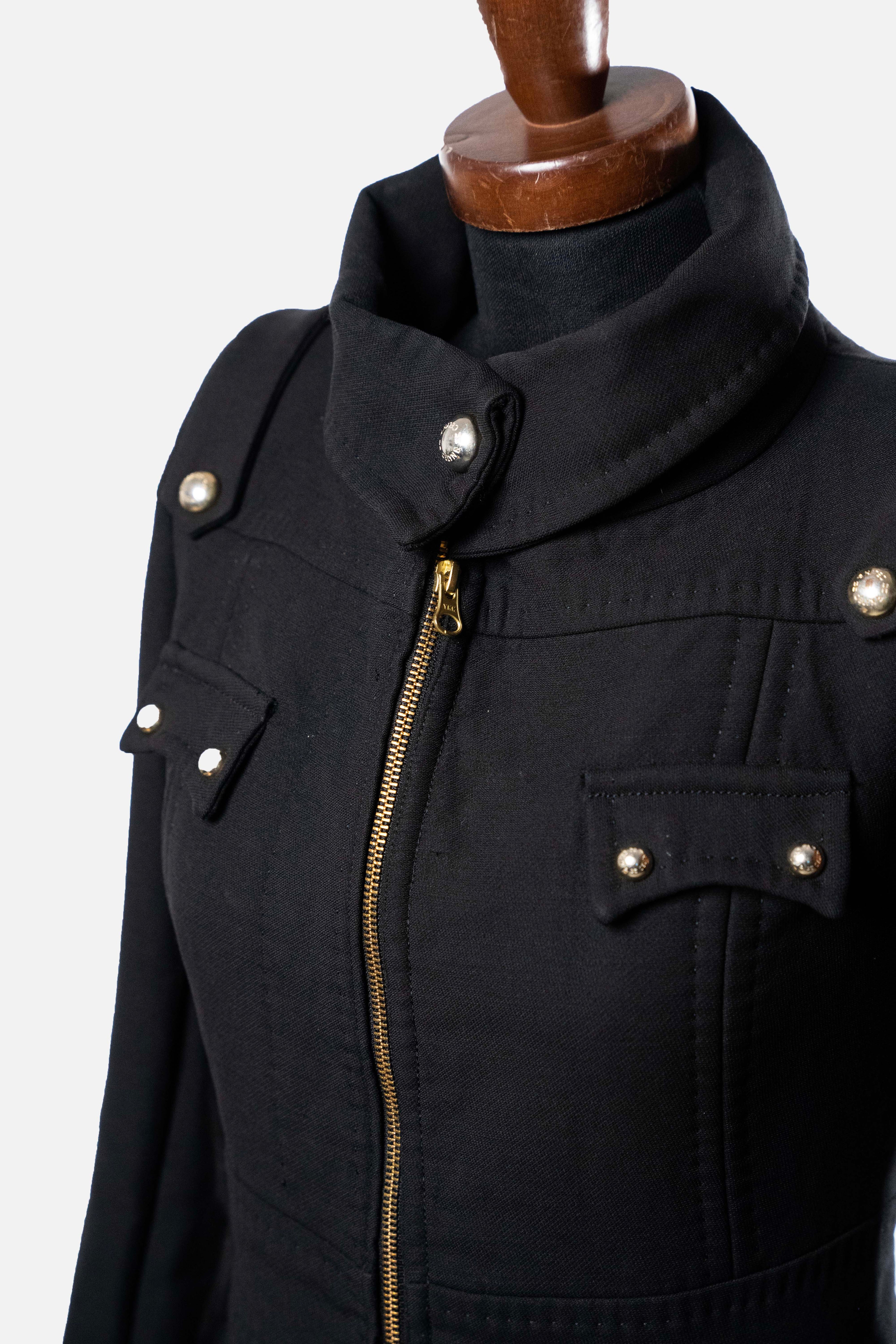 Elisabetta Franchi Celyn B Black Wool Military Coat