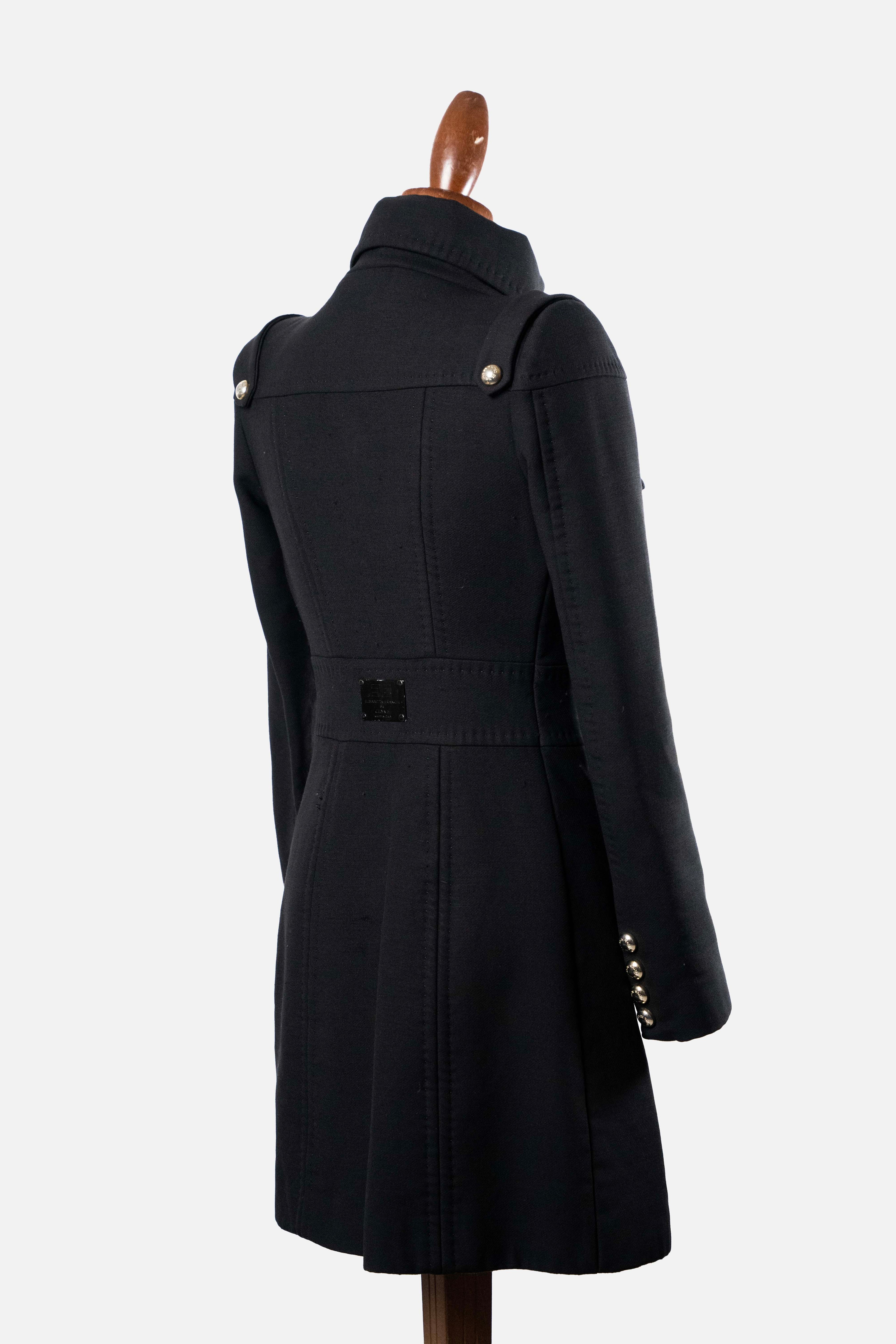 Elisabetta Franchi Celyn B Black Wool Military Coat