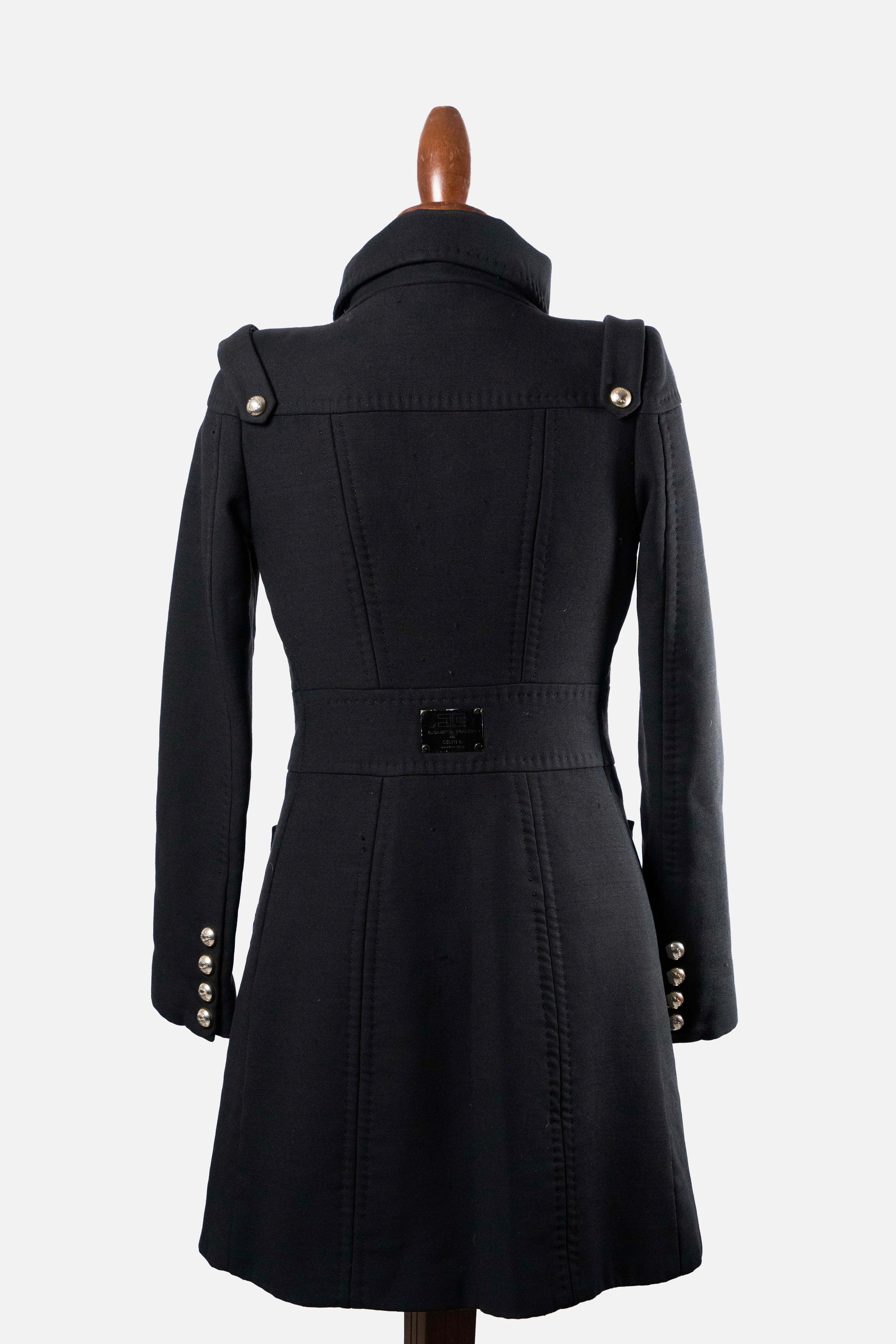 Elisabetta Franchi Celyn B Black Wool Military Coat