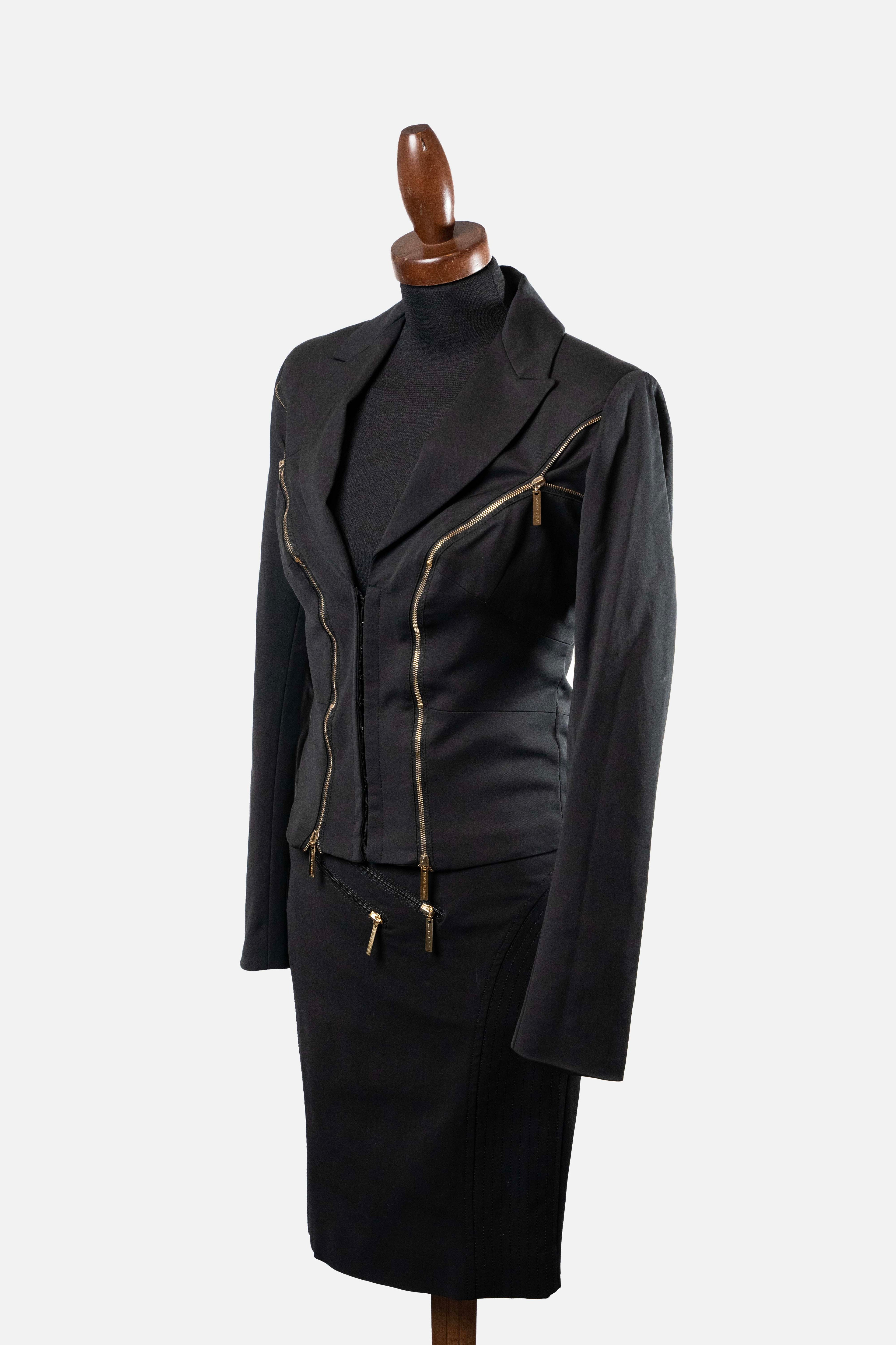 Elisabetta Franchi Celyn B Black Zip-Detail Suit