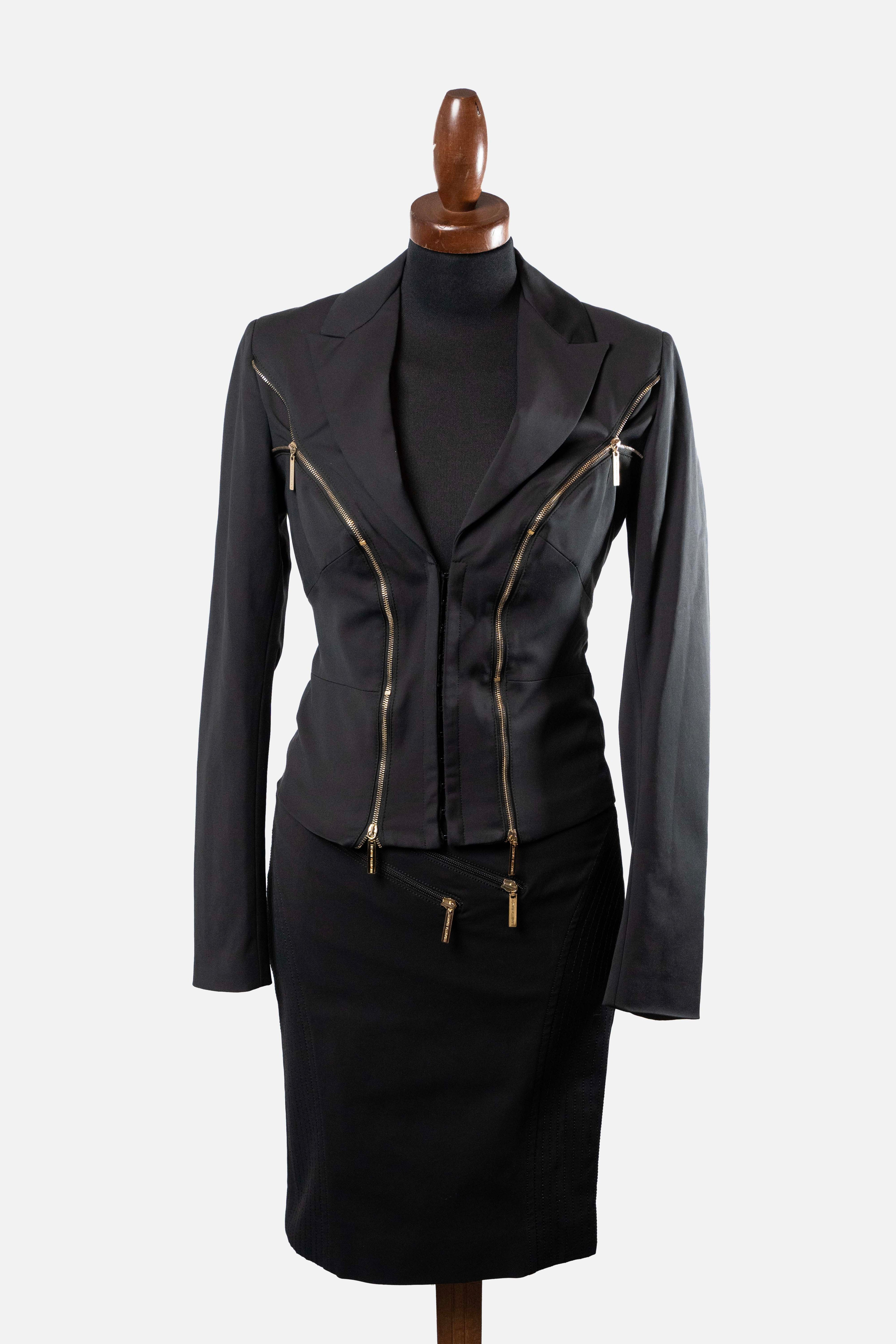 Elisabetta Franchi Celyn B Black Zip-Detail Suit