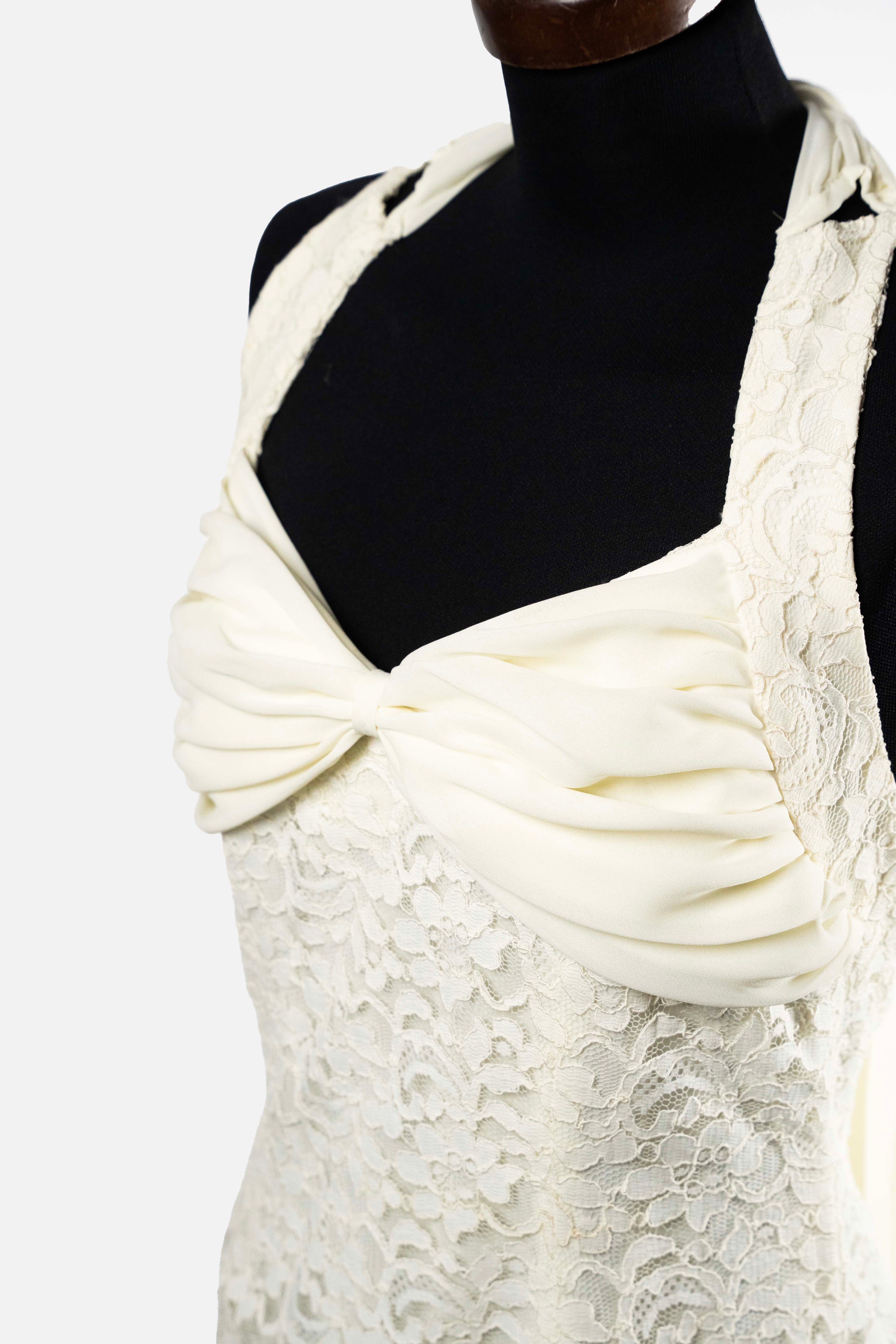 Magia by Anticoli Cream Lace Halter Dress