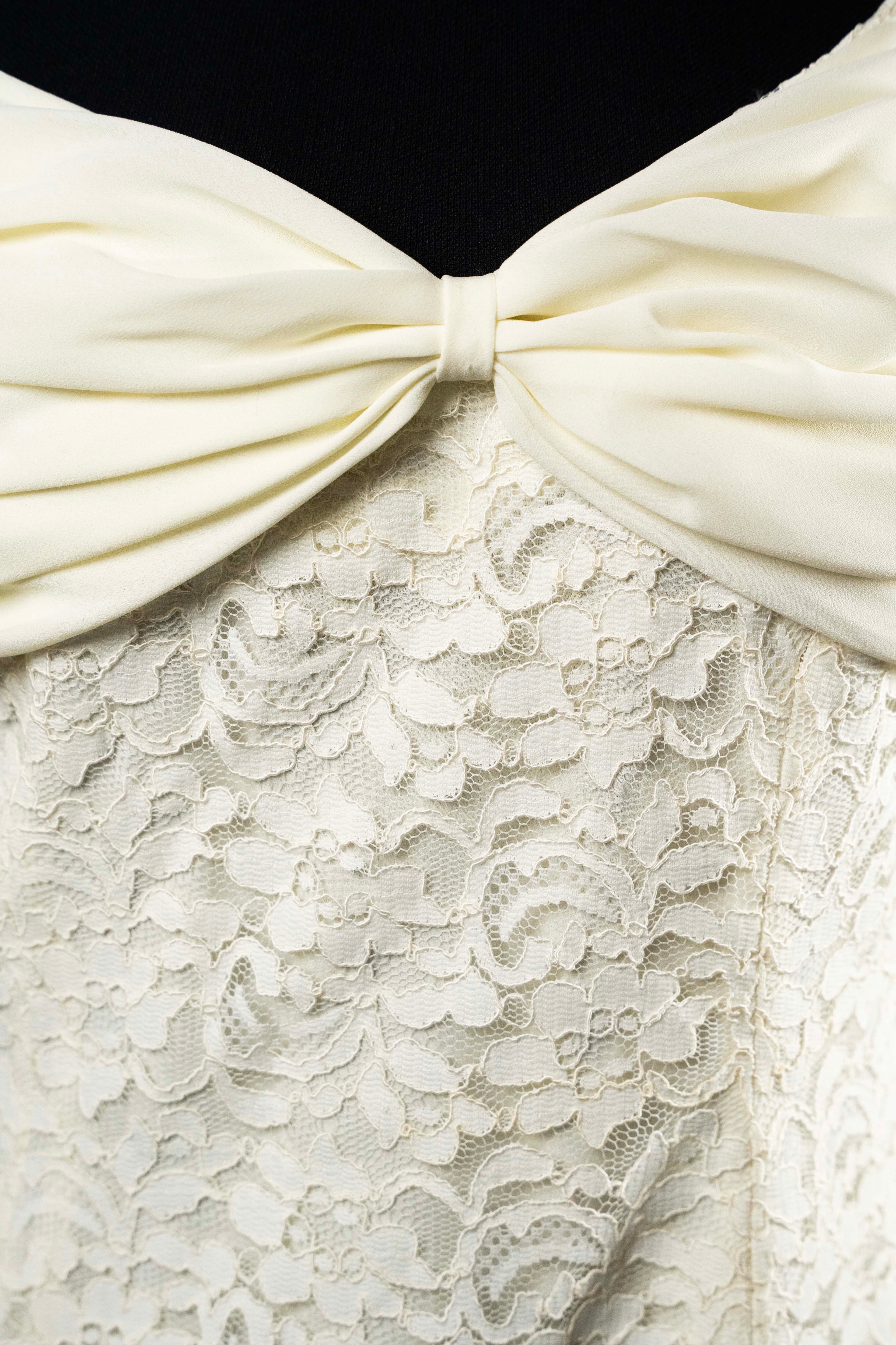 Magia by Anticoli Cream Lace Halter Dress