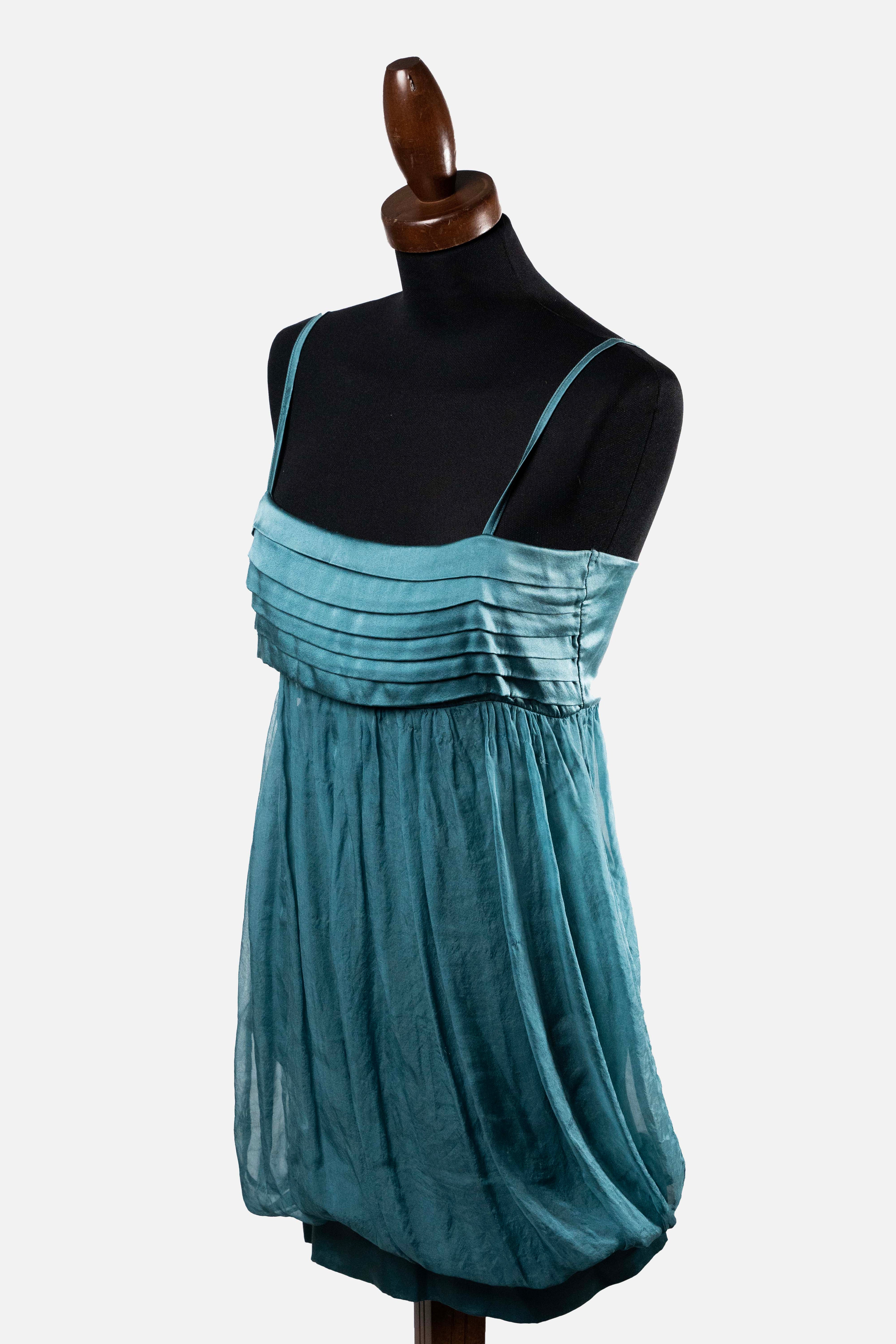 King Kong Silk Blend Teal Babydoll Dress