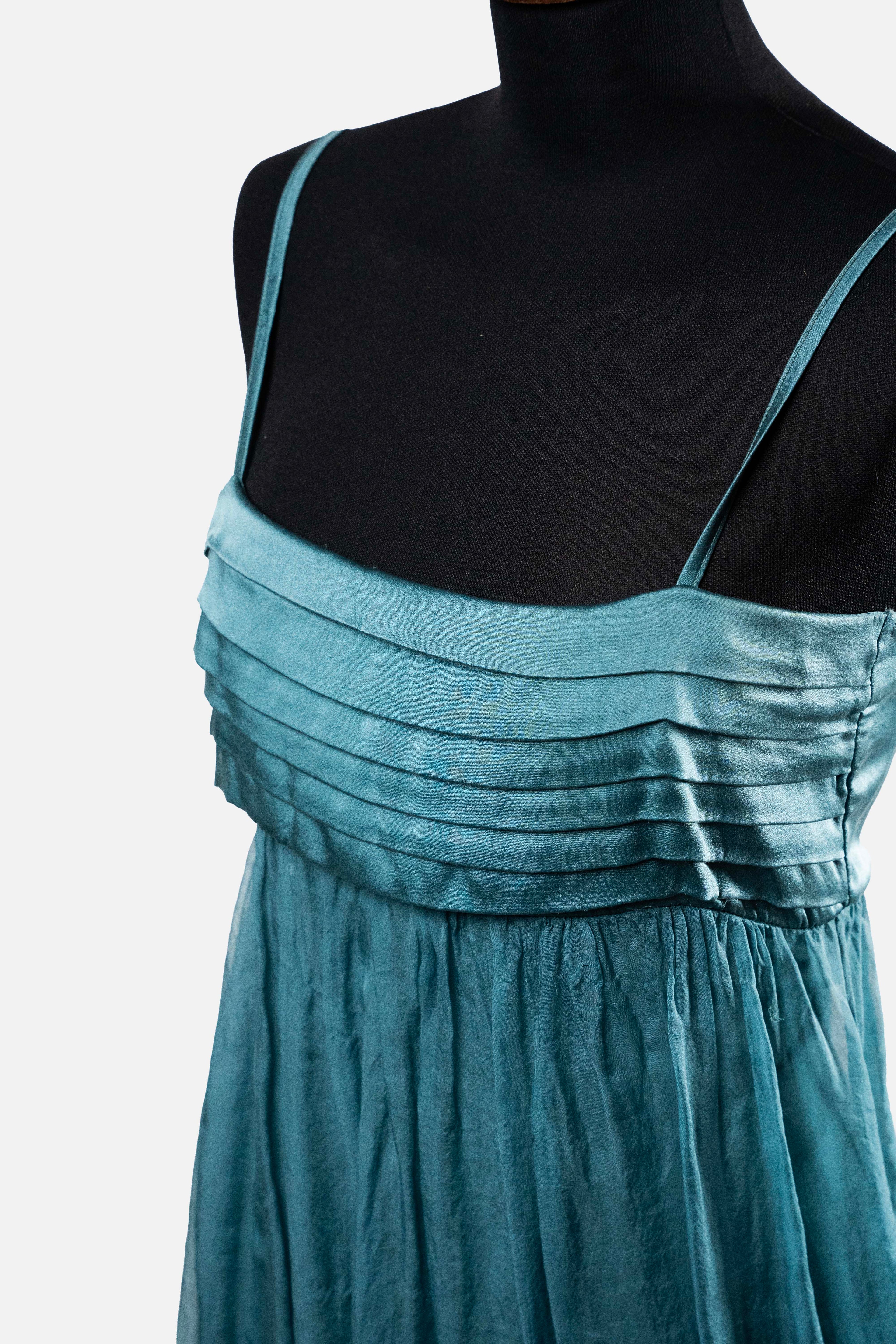 King Kong Silk Blend Teal Babydoll Dress