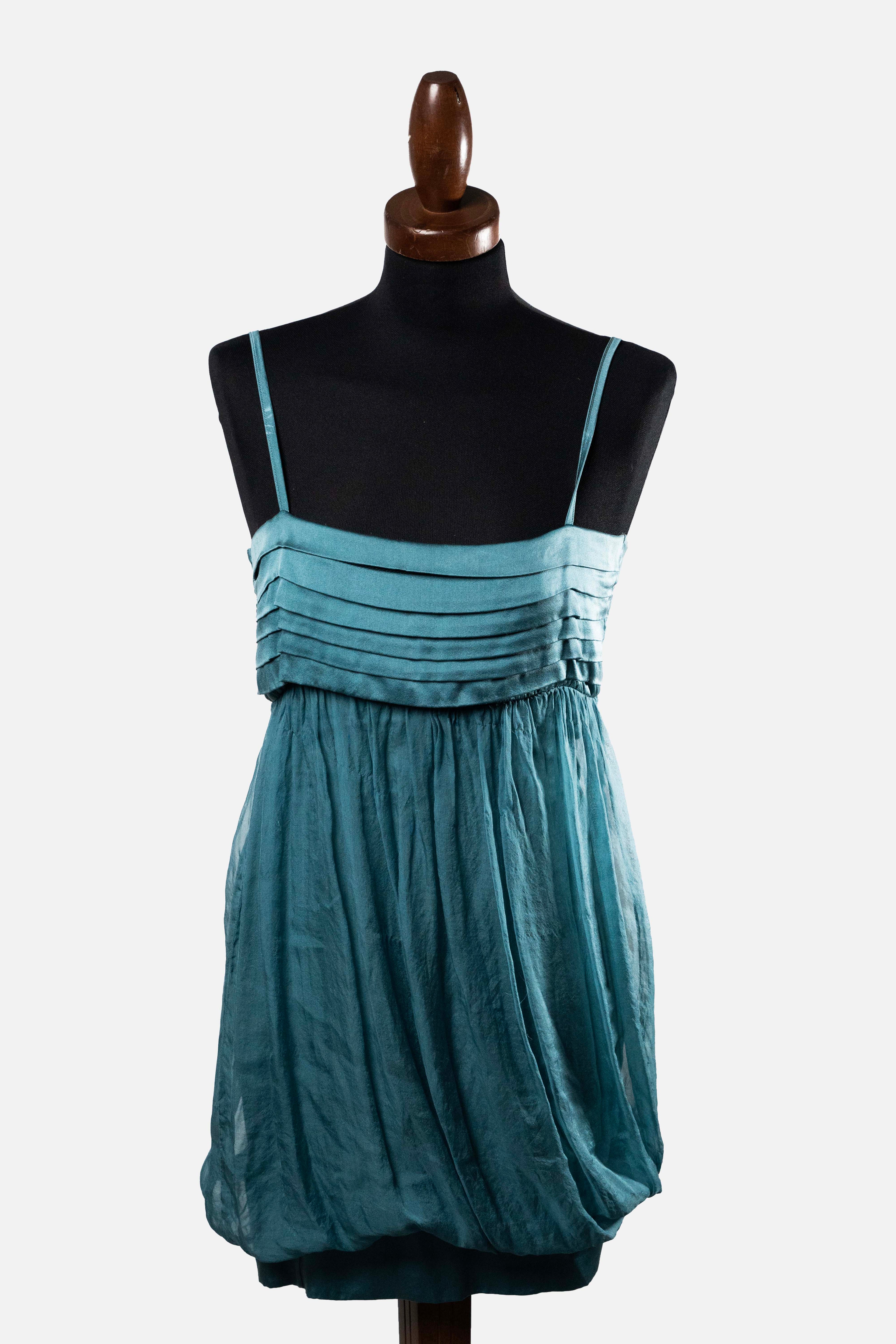 King Kong Silk Blend Teal Babydoll Dress