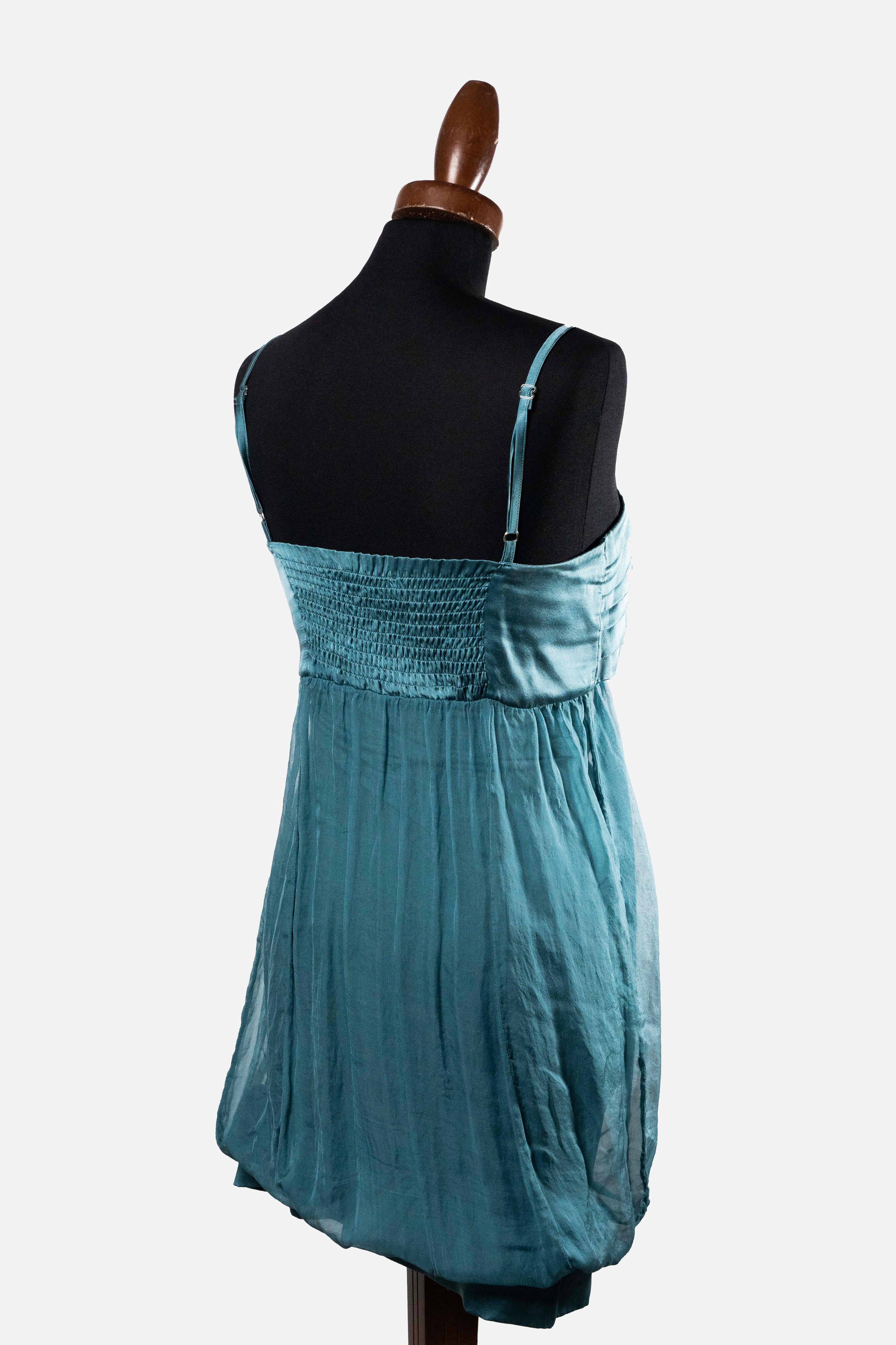 King Kong Silk Blend Teal Babydoll Dress