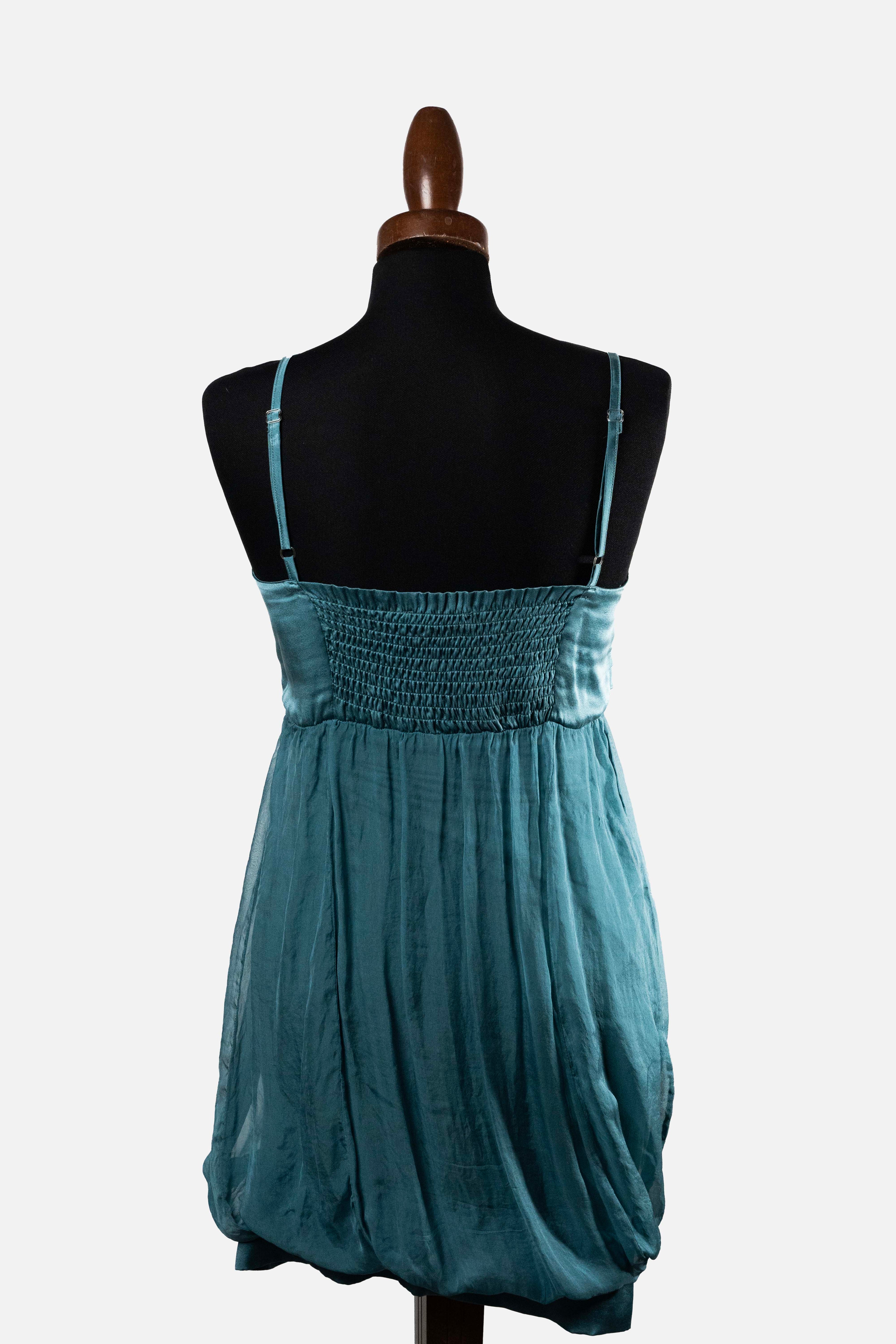 King Kong Silk Blend Teal Babydoll Dress