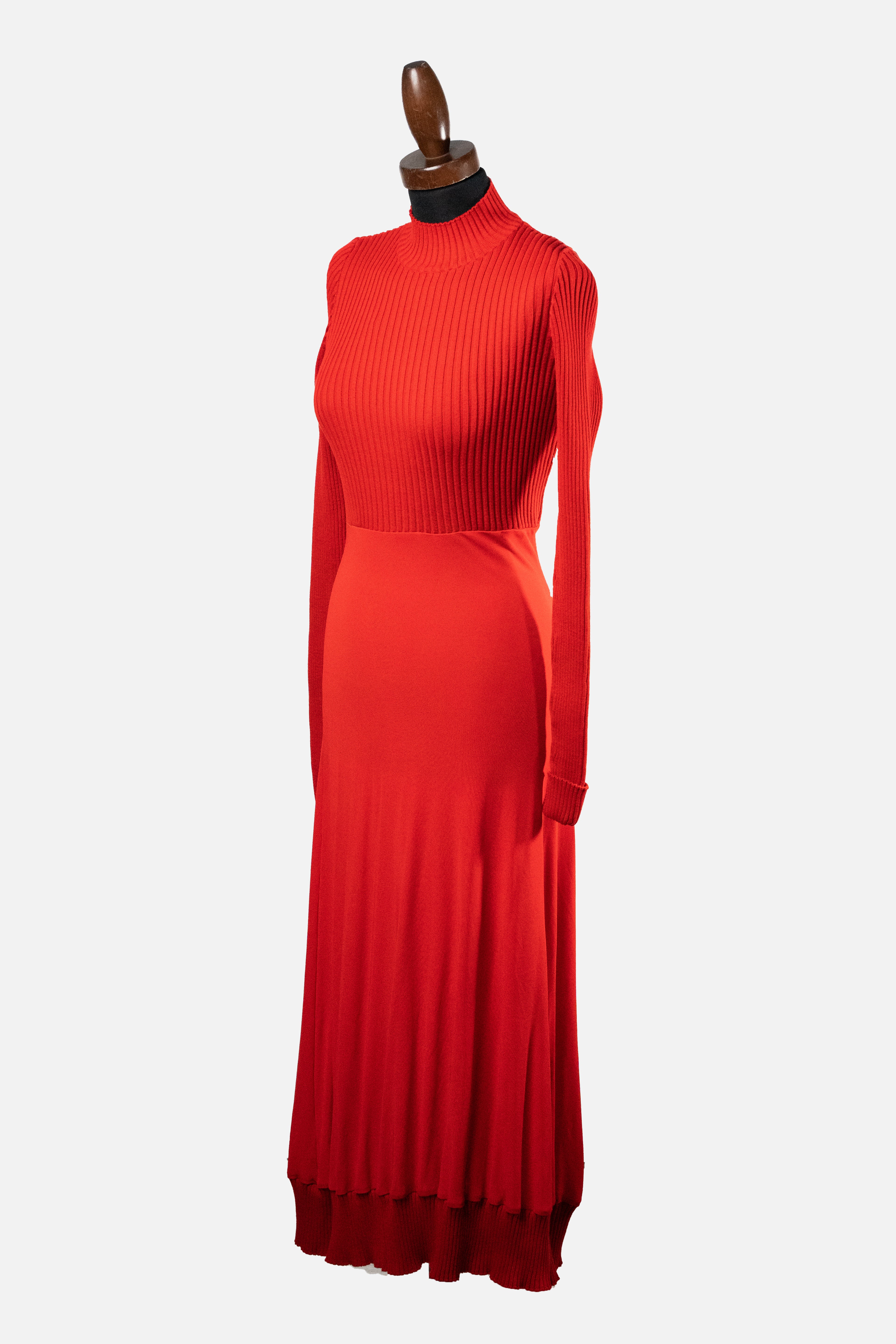 M Missoni Red Ribbed-Knit Maxi Dress