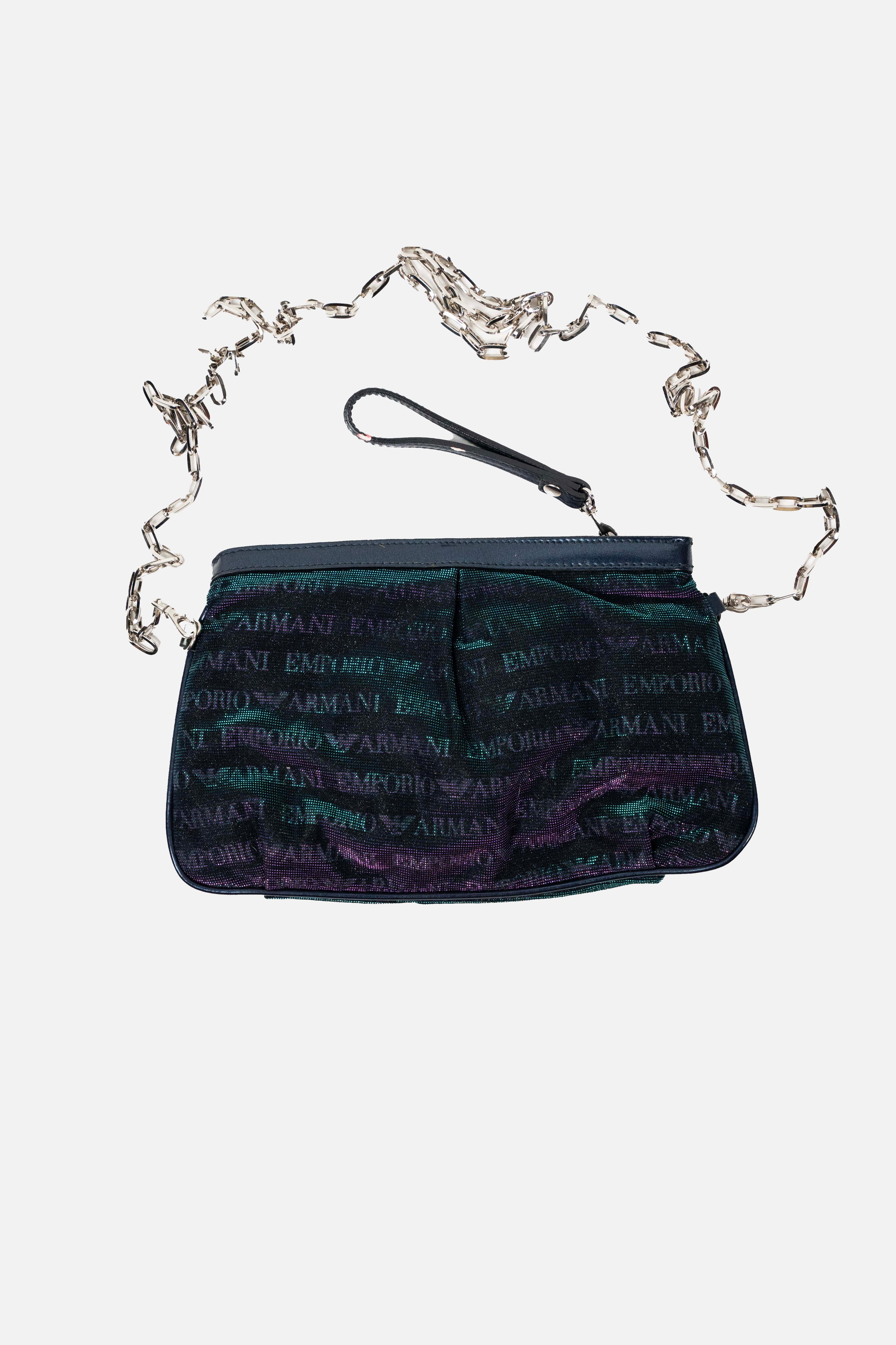 Emporio Armani Iridescent Logo Jacquard Clutch Bag